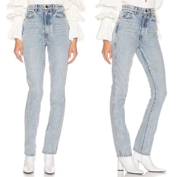 KHAITE Light Blue Straight Leg Jeans - Picture 2 of 9